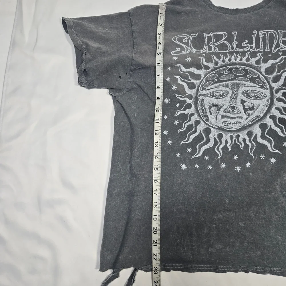 Sublime Sun Graphic T Shirt L Thrashed Distressed Acid Wash Band Tee Grunge Rock